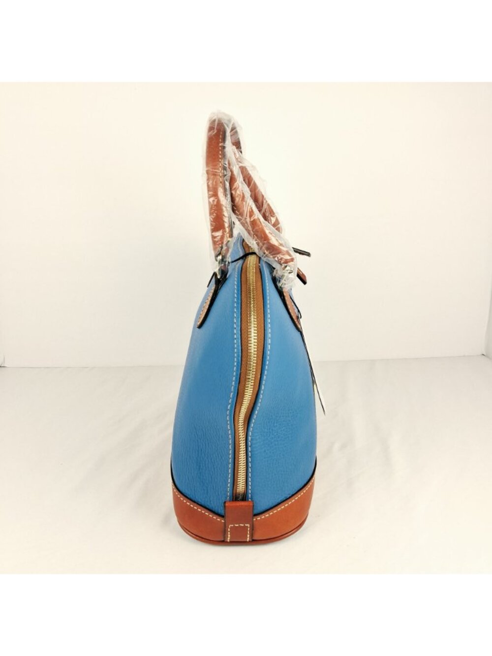 Dooney & Bourke Pebble Leather Domed Azure Blue Satchel / Cross Body NWT - Picture 2 of 15
